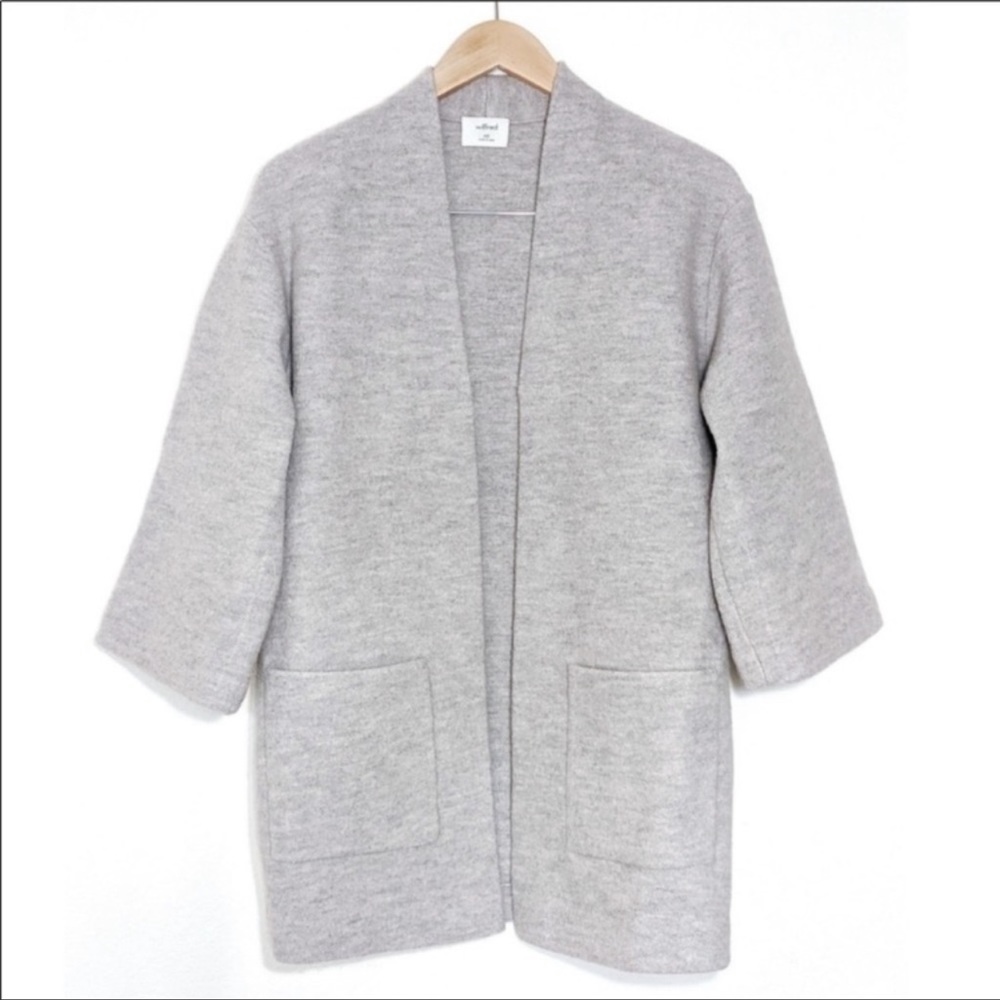 Wilfred Extra Fine Merino Wool Sweater Coat Light Grey | Size S